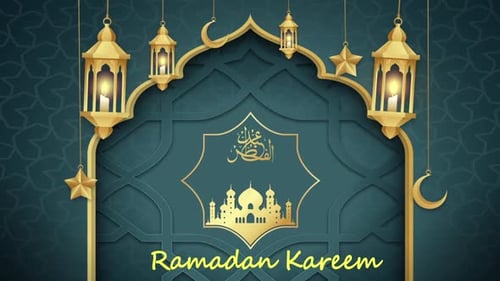 Ramadan Kareem Decorative Islamic Archway Greeting Animation