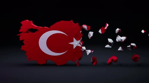 3D Turkey Map Flag Reveal Animation