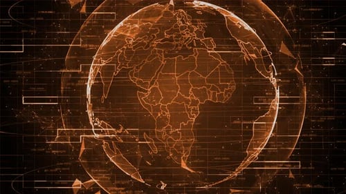 Earth Rotating with Node and Line Connection Binary Code Futuristic and Technology Concepts