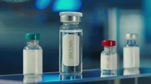 Vaccine Vials in a Modern Medical Lab
