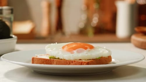 Egg and Avocado Toast Breakfast Closeup