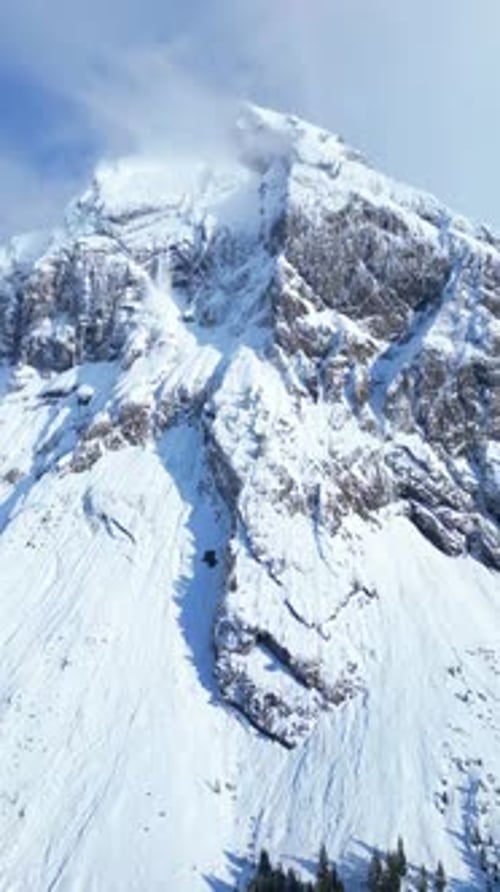 Winter in Switzerland Fronalpstock Schwyzer Swiss Alps alpine, snow covered aerial drone