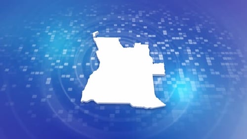 Angola Map Outline Reveal on Digital Grid Background