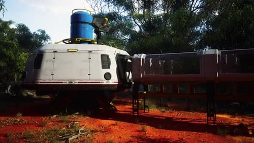 Futuristic Base with Connecting Walkway in Arid Environment