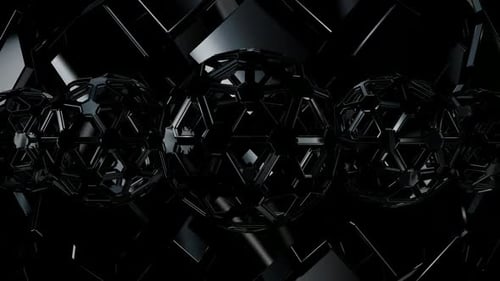 Seamless Dark Hexagonal Spheres Abstract Geometric Loop Background