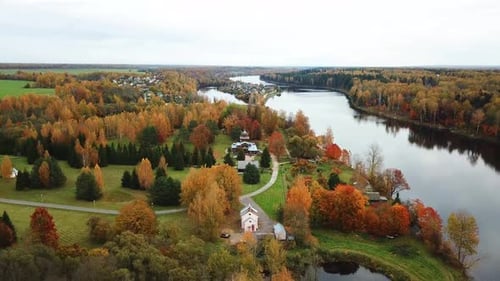 Beautiful Autumn Landscape Of A Country Estate And Its Surroundings 003