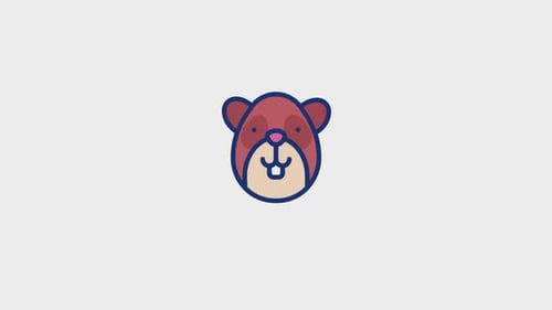 Animated Flat Design Beaver Winking Icon