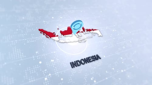 Animated 3D Map of Indonesia with Location Pin