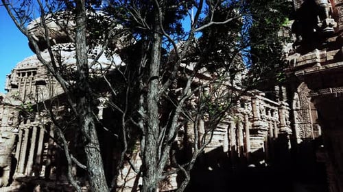 Un arbre devant un bâtiment en pierre