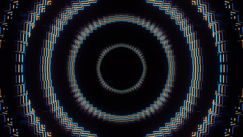 Orange And Blue Neon Light Moves In Circles Background Vj Loop In 4K