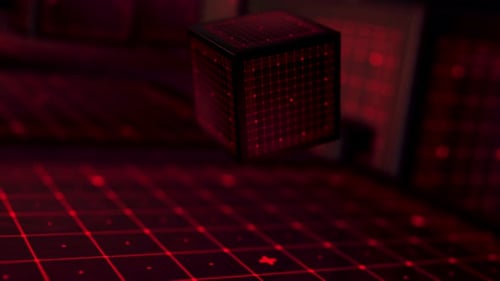 Futuristic Grid Red Box 4K