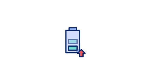 Flat Design Battery Charging Icon Animation