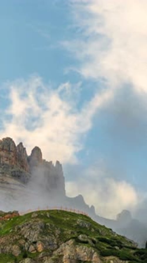 Vertical View Of Mountains Hills and Nature in Dolomites, Italy
