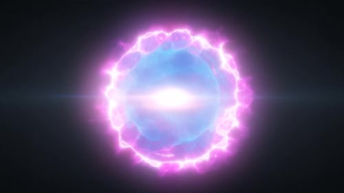 Glowing purple-blue energy sphere with soft light waves and a dreamy sci-fi ambiance