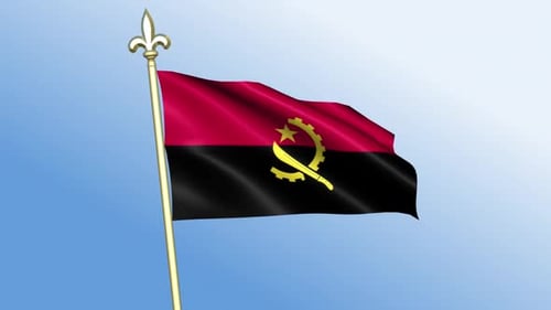 Angola National Flag Waving in Realistic Style