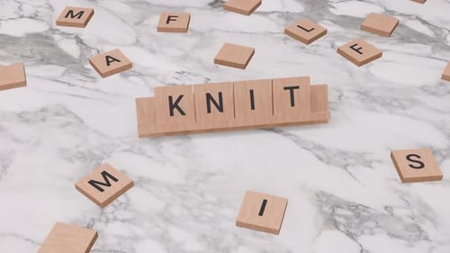 3D Wooden Letter Tiles Spelling Knit Word Animation