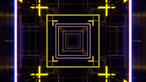 Gelber und lila Infinite Digital Fantasy blinkender Kanalhintergrund VJ Loop in 4K