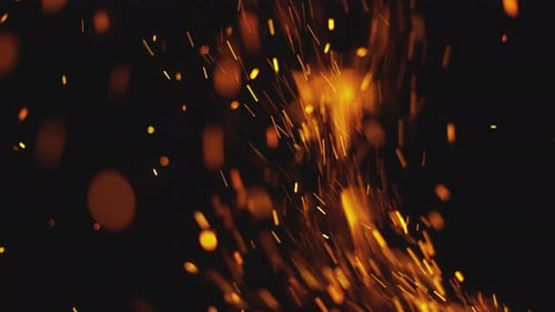 Glowing Particle Trails Flow Upwards on Black Background