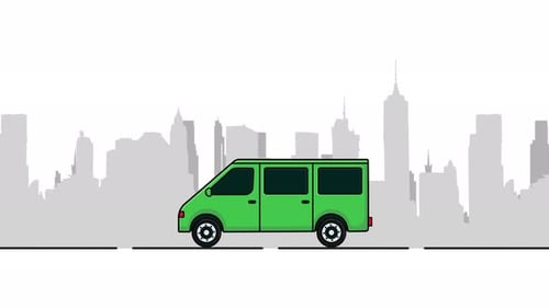 Animated Flat Green Cartoon Car