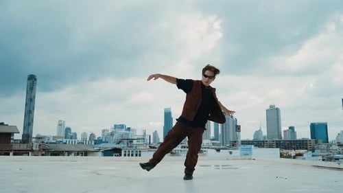 B-boy dance performance by professional street dancer. Break dance. hiphop.