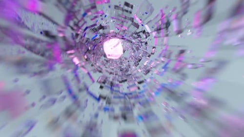 Futuristic Tunnel of Glowing Geometric Cubes for Sci-Fi Projects