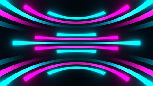 Cyan And Pink Neon Abstract Lines Moving Background Vj Loop In 4K