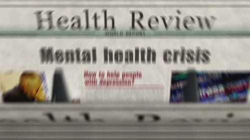Mental Health Crisis Newspaper Scrolling Headline Animation