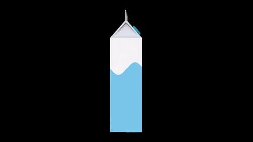 Animated Geometric Milk Carton with Waving Liquid