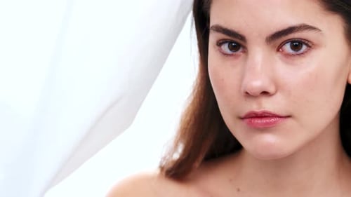 Skincare, woman portrait and face beauty of a model with cosmetics, luxury wellness and spa