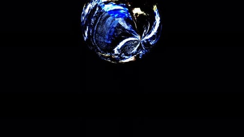 Realistic earth planet rotating on black background