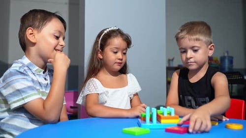 Explorative Process Kindergarten Students in Classroom Playing Cognitive Game Activities Decoding