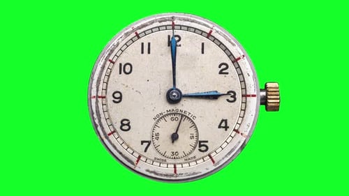 Retro Analogue Clock on Green Screen
