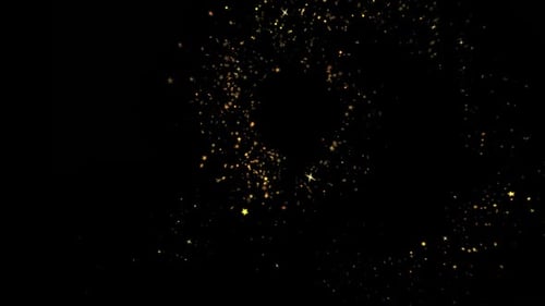 Golden Glitter Flight with Shining Gold Light Particles Trail