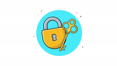 4k Padlock and Golden Key Animation Video