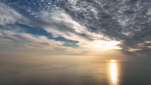 Cloudy Sunset at Sea Turkey Alanya 4 K Aerial View