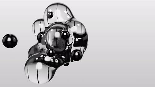 Dynamic Abstract Chrome Spheres Fluid Animation