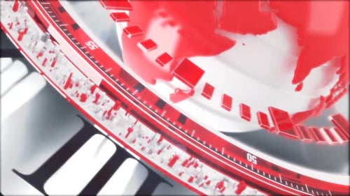 Red planet with city ring background - News animation