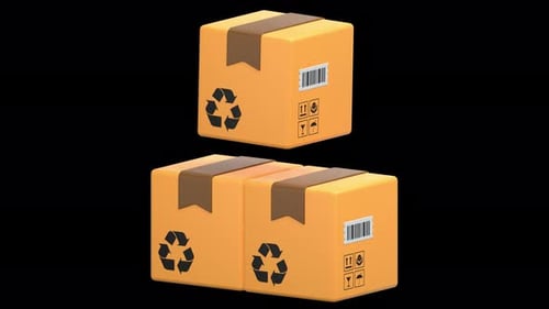 stack of boxes 3D Animation, Alpha Channel, Transparent Background