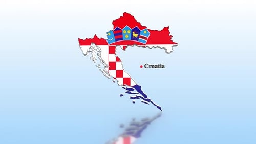 Animated 3D Map of Croatia with Flag and Location Pin Reveal