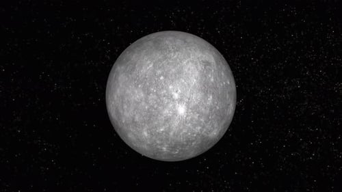 Mercury planet Rotating on space or galaxy and stars milky way, Animation planet Mercury seen. 1879