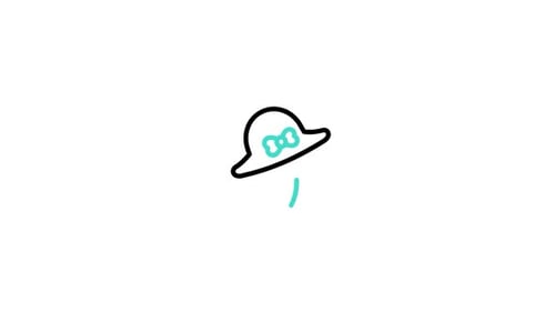 Minimalist Animated Hat Icon with Bow