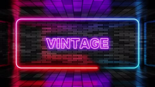 Neon Sign Retro Text Reveal on Brick Wall