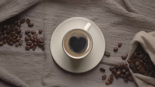 Hot Coffee Cup Close Up White Coffee Cup Mug with Beautiful Steaming Smoke ProRes