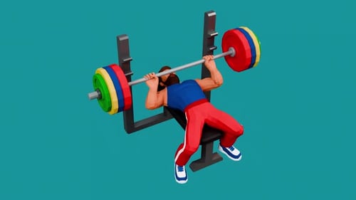 Man doing strength training with a barbell - bench press, squats, deadlifts, etc.