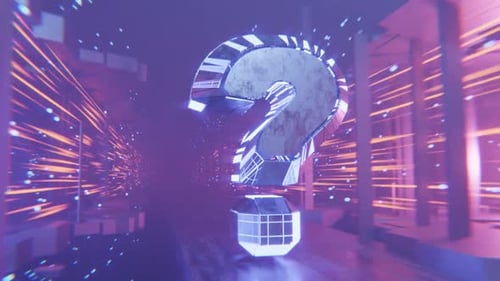 Futuristic Question Mark in a Digital Environment