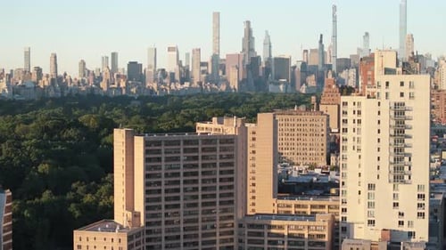 Aerial view of Central Park on a summer morning