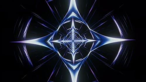 Futuristic Glowing Geometric Star Tunnel Loop Animation