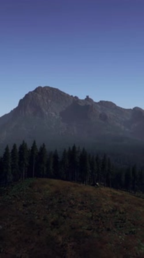 A View of a Mountain Range with Trees and Mountains in the Background