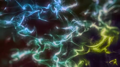 Dynamic Glowing Fluid Particle Wave Abstract Background