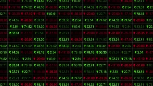 Rupee Sign With Digital Stock Market Numbers